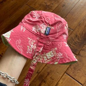 Reversible Patagonia Toddler hat with Velcro strap